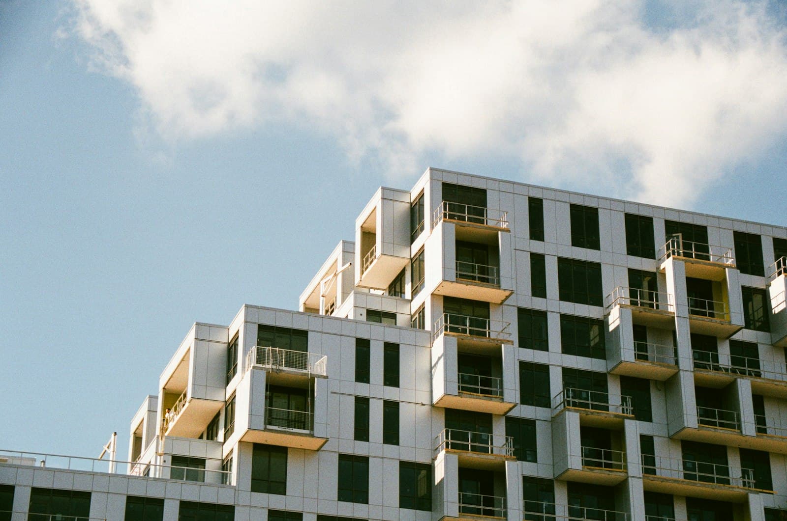 Modern apartment building with balconies
