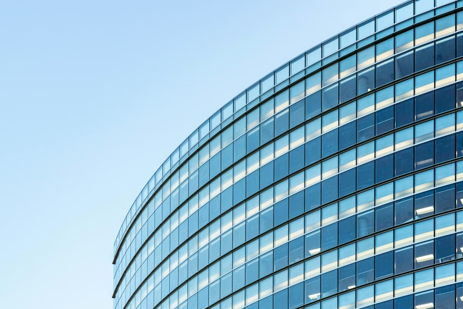 Curved glass office building